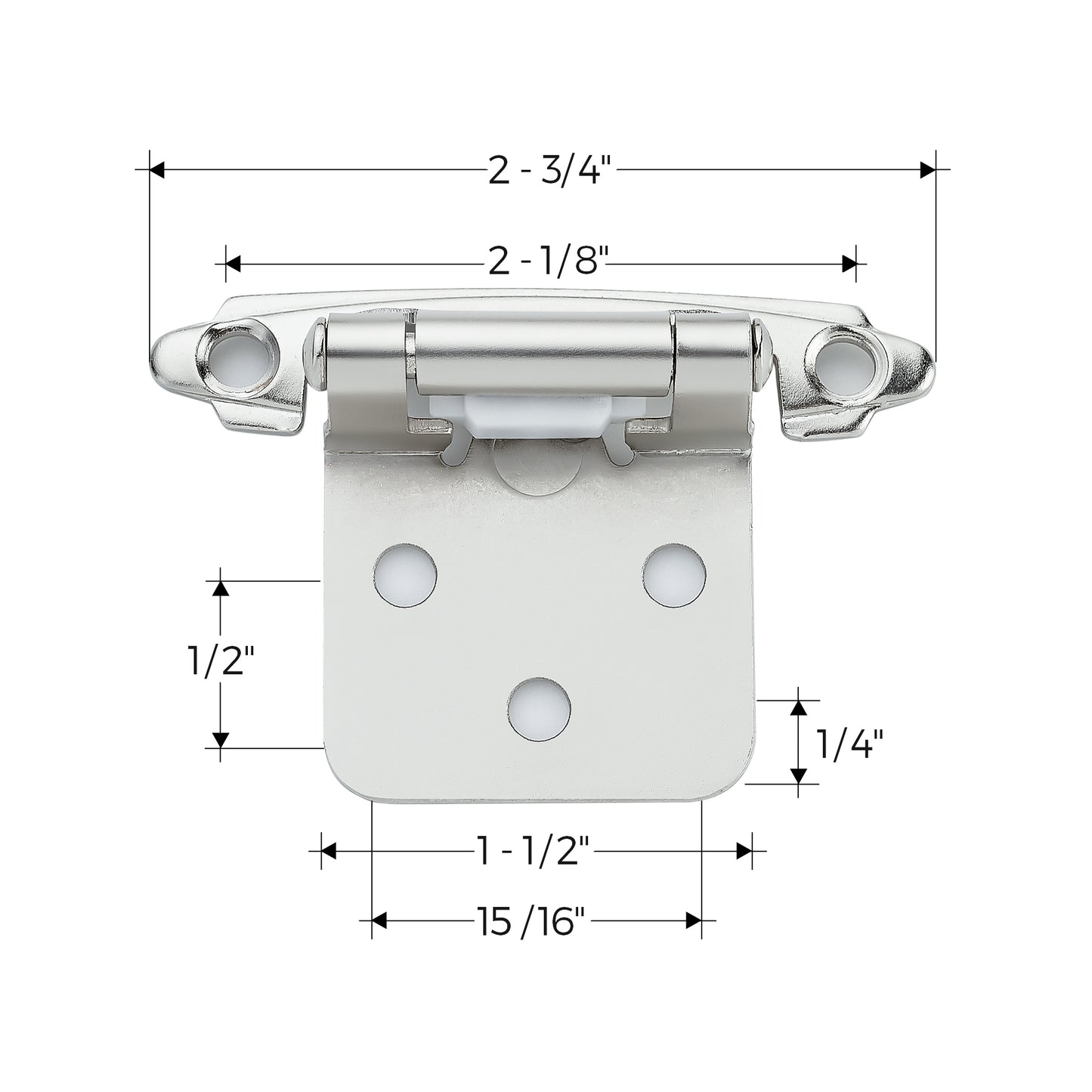 Ravinte 1/2 inch Overlay Cabinet Hinges Polished Chrome Semi-Concealed Cupboard Hinges Face Frame Mount Cabinet Door Hinges Kitchen Cabinet Hinges Self Closing Cabinet Hinges