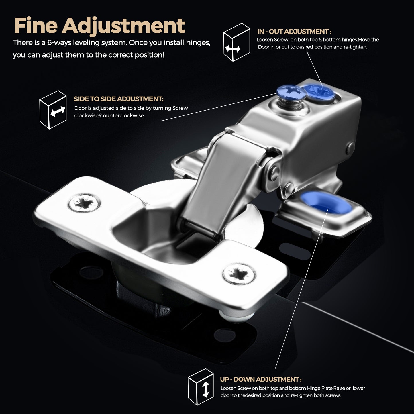 Ravinte Short Arm Cabinet Hinges for 1/2 and 5/8 Inch Overlay Kitchen Cabinet Door 105 Degree Opening Angle Soft Close Concealed Kitchen Cabinet Door Hinges for Face Frame Overlay Cabinet Including Mounting Screws