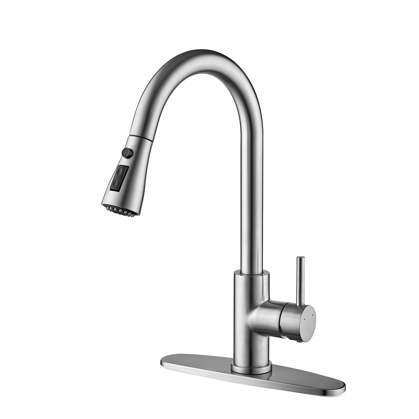 Ravinte Kitchen Faucets With Pull Down Sprayer Goose neck Spout Single Handle Kitchen Faucet Matte Black Kitchen Sink Faucets Solid Brass Countertop Faucet Farmhouse Sink Faucet