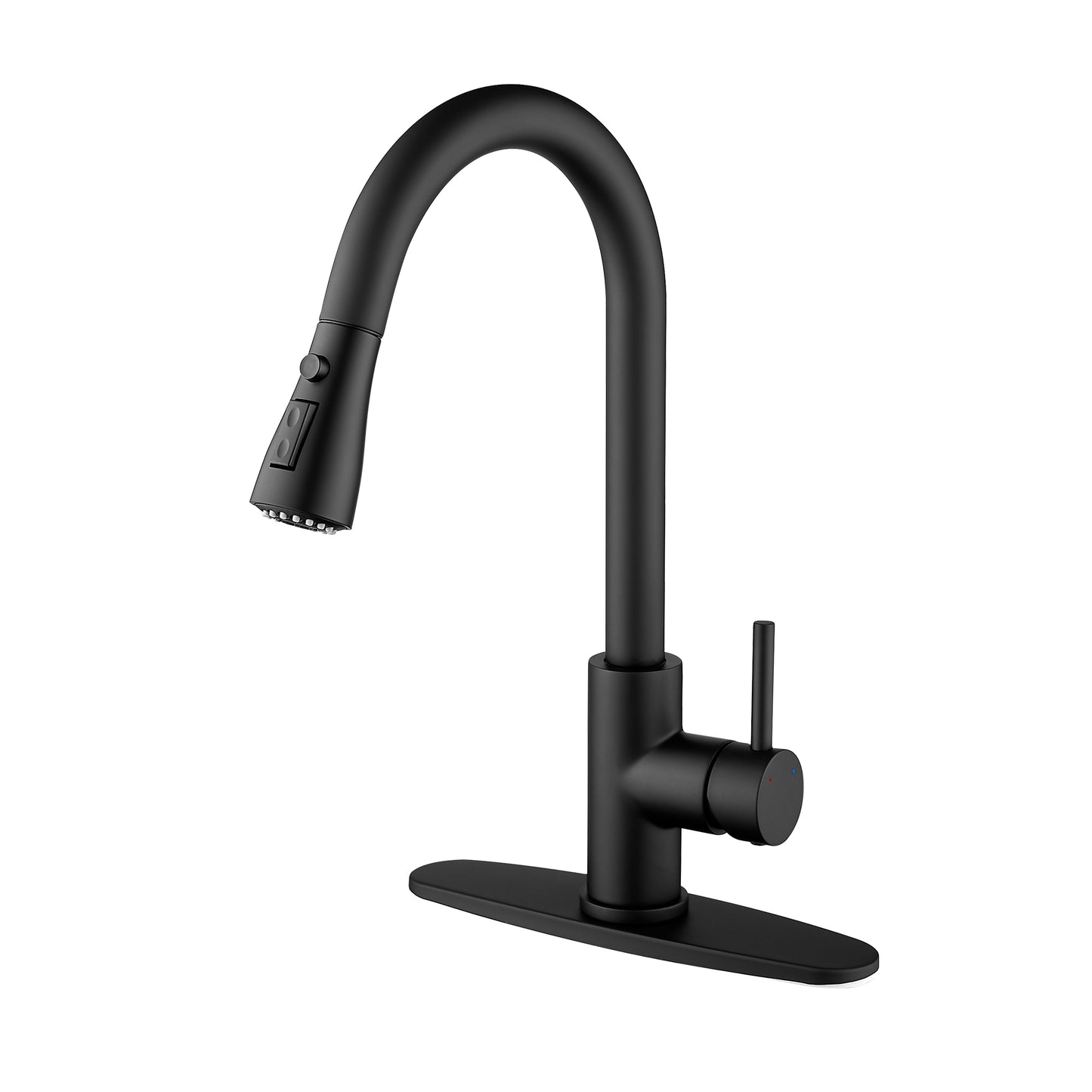 Ravinte Kitchen Faucets With Pull Down Sprayer Goose neck Spout Single Handle Kitchen Faucet Matte Black Kitchen Sink Faucets Solid Brass Countertop Faucet Farmhouse Sink Faucet